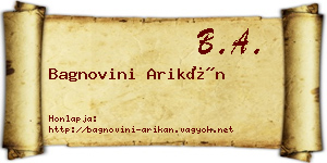Bagnovini Arikán névjegykártya